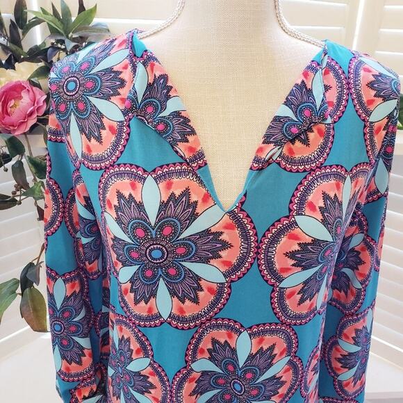 NICOLE BY NICOLE MILLER MOD TURQUOISE PURPLE DRESS - Picture 4 of 6